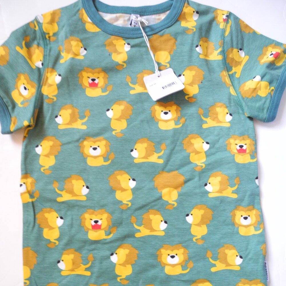 Maxomorra Sweden organic lions tee 134/140 9/10 NWT